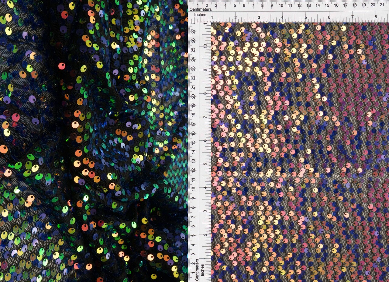 1 Yard Sequin Mesh Stretch Fabric, 58/60″ Width Nylon Spandex Blend